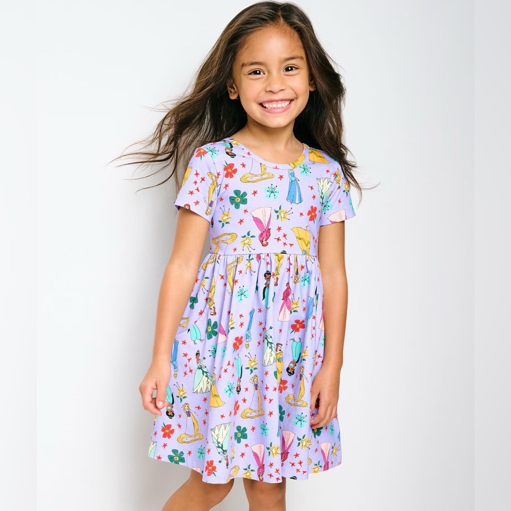 🌼HANNA ANDERSSON🌼 Purple Disney Princess Pattern Skater Dress, Size 8